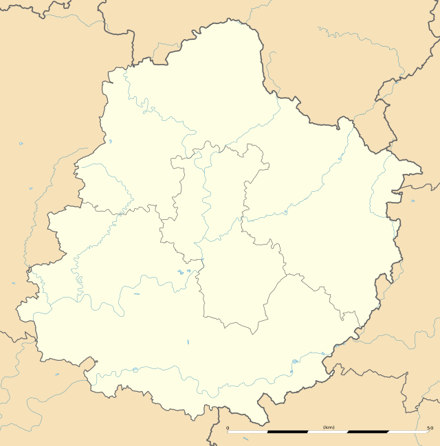 Mapa konturowa Sarthe, u góry znajduje się punkt z opisem „Saint-Rémy-du-Val”