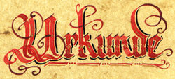 Каллиграфическая надпись немецкого слова «Urkunde» (свидетельство)