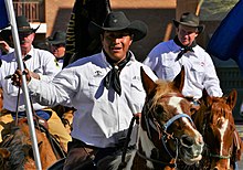 Hashknife Pony Express members in Parada del Sol parade Scottsdale SW03.jpg