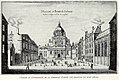 A Sorbona, universidade de París, nun gravado do século XVII. Era a máis prestixiosa do mundo católico. Outras tamén eran moi destacadas, como Lovaina, Coimbra ou as españolas. Oxford e Cambridge quedaban no ámbito do anglicanismo.