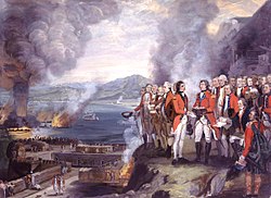 The Siege of Gibraltar, 1782 by George Carter, showing a catastrophic explosion of a floating battery. National Portrait Gallery