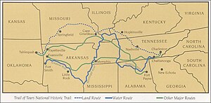 Map of portion of the Trail of Tears showing C...