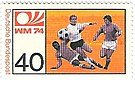 1974: Briefmarke zur Fussballweltmeisterschaft in Deutschland