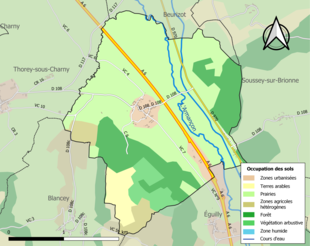 Carte en couleurs présentant l'occupation des sols.