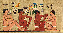 Wall painting found in the tomb of an Egyptian official known as the physicians tomb Akmanthor.jpg