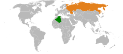 AlgeriaとRussiaの位置を示した地図