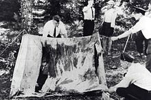 The Lake Bodom murders in Espoo, Finland is the most famous unsolved homicide case in Finnish criminal history. The tent is investigated immediately after the murders in 1960. Bodom-1960-teltta.jpg