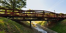 A bowstring truss is used on the oldest metal bridge in Virginia Bowstring Truss Bridge.JPG