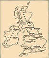 Carte de Grande-Bretagne indiquant les communautés juives en 1908