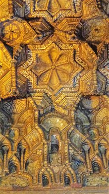 Detail of the Muqarnas ceiling of the nave Cappella Palatina (Palermo) 16 07 2019 70.jpg