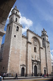 The Catedral de San Ildefonso in Merida, Yucatan is the oldest cathedral on the mainland Americas. Catedral de Merida Yucatan.JPG