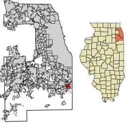 Location of Sauk Village in Cook County, Illinois.