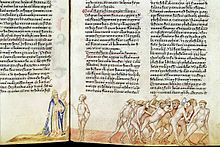 Dante and Virgil interview male homosexuals, from Guido da Pisa's commentary on the Commedia, c. 1345 Dante sodom.jpg