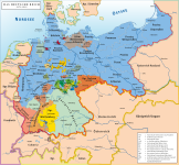 Kejsardömet Tysklands gränser 1871–1918.