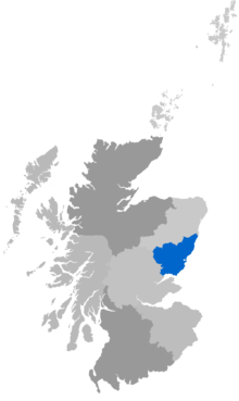 Map showing Brechin Diocese as a coloured area south of Aberdeen