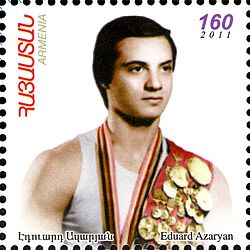 Eduard Azarjan vuonna 2012 julkaistussa armenialaisessa postimerkissä.
