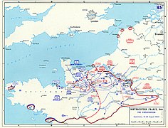 Videre fremrykking mot Paris, frontlinjen 25. august 1944