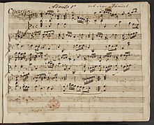 Auszug aus der Partitur von Händels Oper Admeto, re di Tessaglia (BL Add MS 38002 f. 1r)