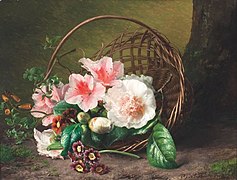 Stillleben mit Blumen in einem Korb, 1868