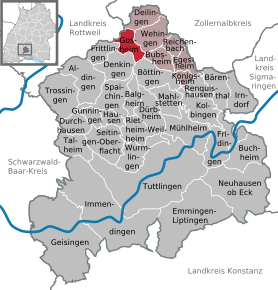 Poziția Gosheim pe harta districtului Tuttlingen