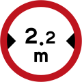 R21 No vehicles exceeding 2.2 metres in width