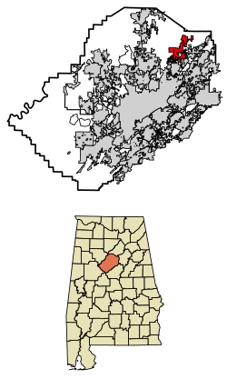 Location of Pinson in Jefferson County, Alabama.