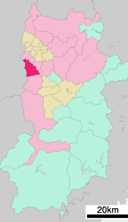 Location of Katsuragi in Nara Prefecture