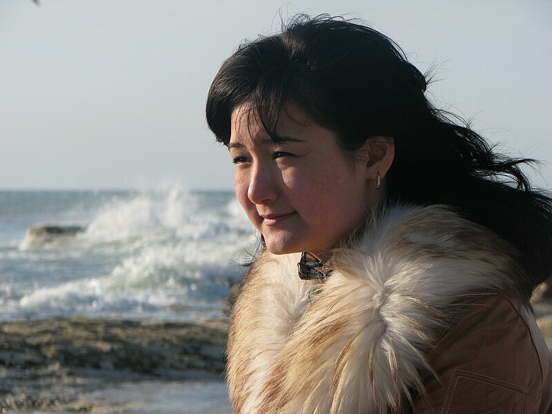 Kazakh woman at the Caspian Sea, by AdayKAZ