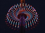 WindSeeker lit up at night, partway up the tower. Taken June 30, 2011.