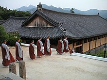 Monks going down to their rooms after evening prayers at Haeinsa Korea-Haeinsa-21.jpg
