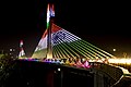 Durgam Cheruvu bridge illuminated at night