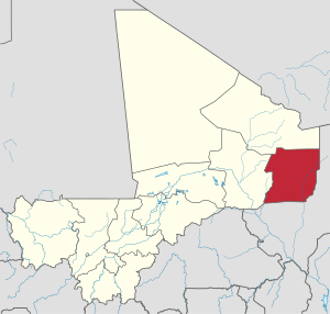 Location of the former Ménaka Cercle in Mali, corresponding to the current region