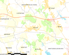 Mapa obce Polliat