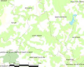 Mapa obce Le Bourdeix