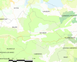 Mapa obce Mourèze