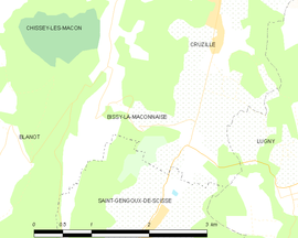 Mapa obce Bissy-la-Mâconnaise