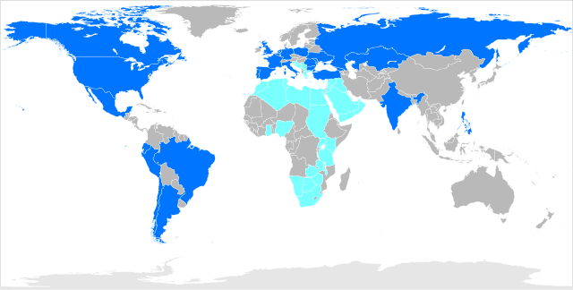 Carte du monde montrant les pays où une version de Star Academy existe.