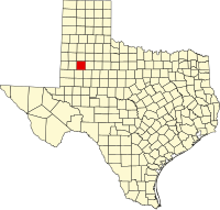 Map of Texas highlighting Lynn County