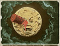 The iconic image of the Man in the Moon from Georges Méliès's A Trip to the Moon (1902; hand-colored copy)