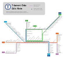 Schematic map of the metro (as of April 2016) Oslo Metro Map.svg