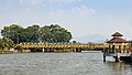 The railway bridge (in yellow) as seen today beside another bridge for vehicle.