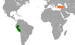 Карта с указанием местоположения Перу и Турции