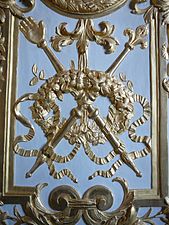Détail de la porte d'entrée du Grand Appartement du Roi au château de Versailles.