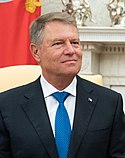 President Trump Meets with the President of Romania (48587349852) (cropped).jpg