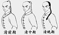 Drei männliche Haartrachten, die während der Qing-Dynastie in China zulässig waren