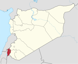 Map of Syria with Quneitra Governorate highlighted With UNDOF and Israeli occupied Golan Heights's borders