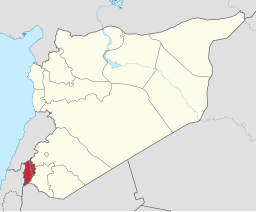 Kart over Syria med Quneitra guvernement avmerkt (1964-1967).