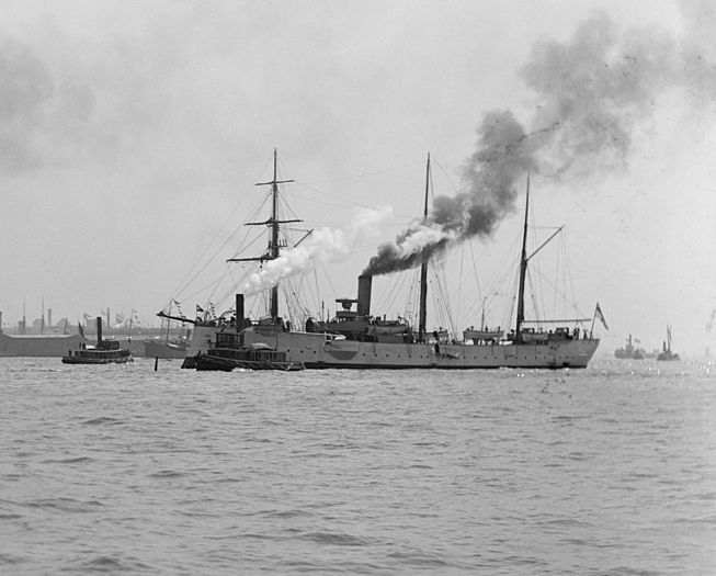 (created by the Detroit Photographic Co., restored by Adam Cuerden) SMS Seeadler was a German Imperial Navy unprotected cruiser. Launched in 1892, she sailed to New York City to participate in the 400th year anniversary of Columbus discovering the New World. She was modernized in 1898-99, after which she served in suppressing the Boxer Rebellion, and later, the Maji-Maji Rebellion in German East Africa. During World War I, she served as a mine storage hulk; an explosion of this cargo on 19 April 1917 destroyed her, though, surprisingly, with no casualties.