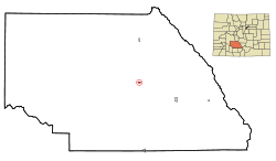 Location in Saguache County and the state of Colorado
