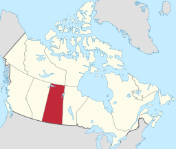 Provinsen Saskatchewan på den kanadensiska kartan.